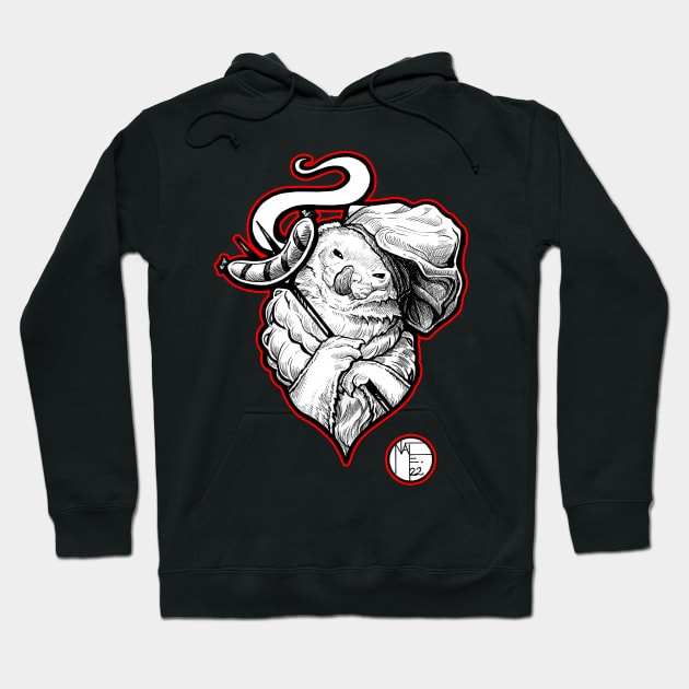 Ferret Chef Ferret - Red Outlined Version Hoodie by Nat Ewert Art